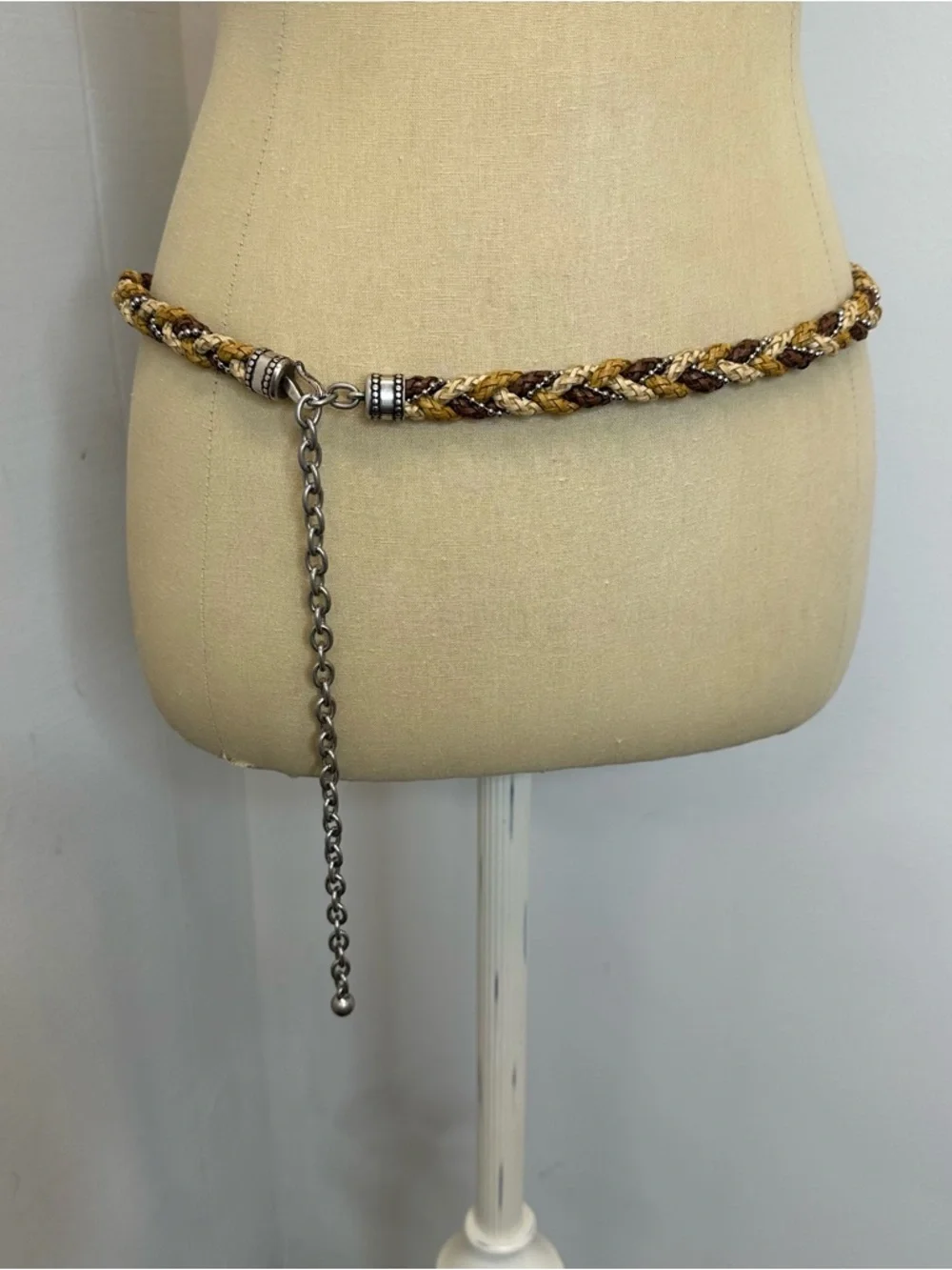 Braided Rope Chain Waist Belt in Brown and Gold - Picture 2 of 8
